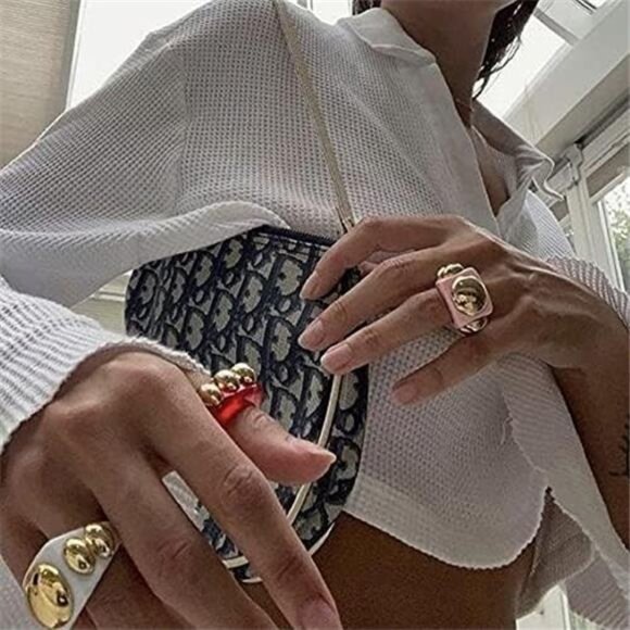 π Resin Acrylic Rings Set | 5pcs Colorful Chunky Rings - Picture 3 of 5